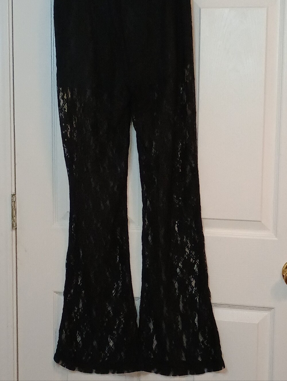 Lace Pants Small Black Women Solid Top Flare Leg Elastic Waistband Merigold Kiss